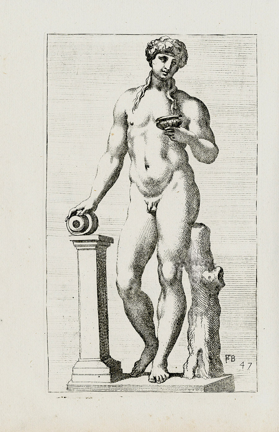 Perrier Antique Etching 1638 Bacchus of Nyssa