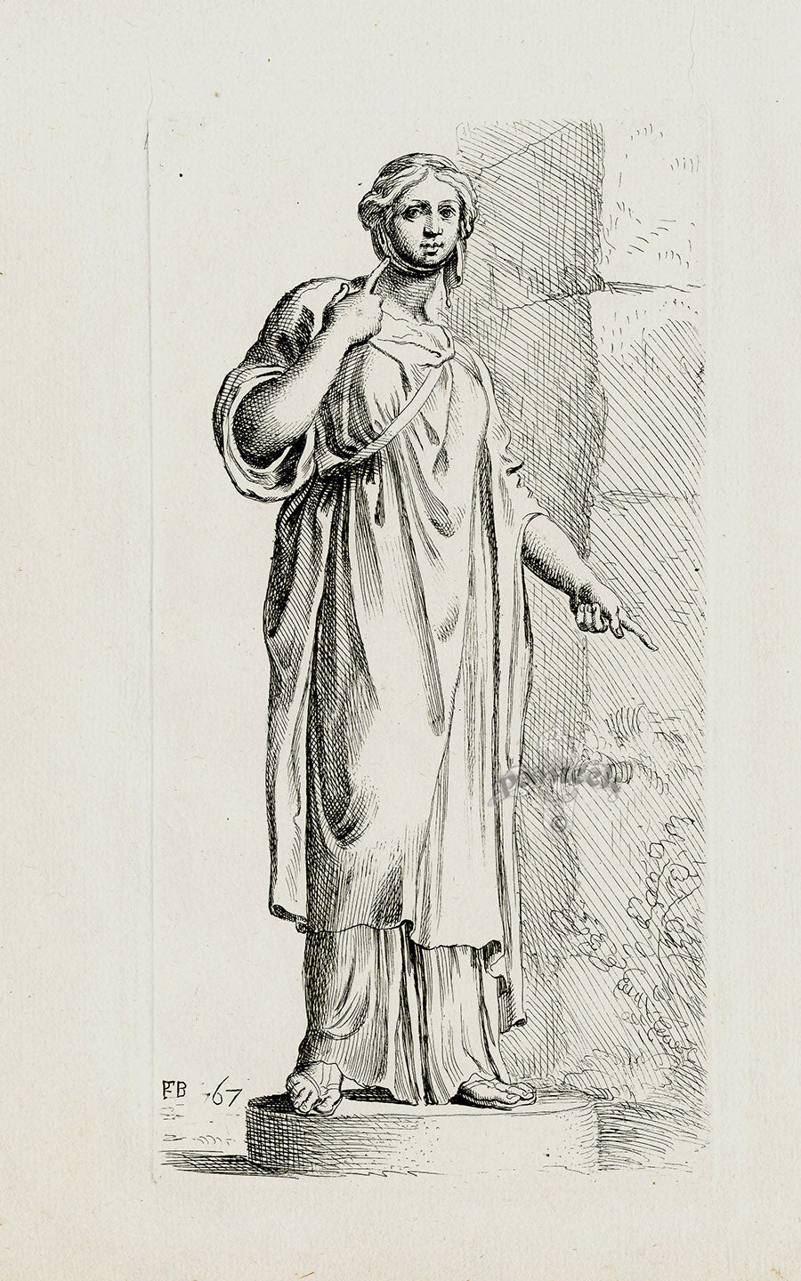 Perrier Antique Etching 1638 Egyptian Woman