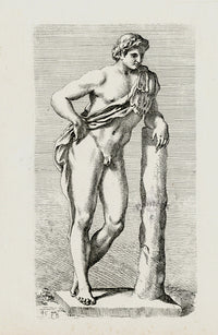 Perrier Antique Etching 1638 Faunus meditating - Panteek Antique Prints