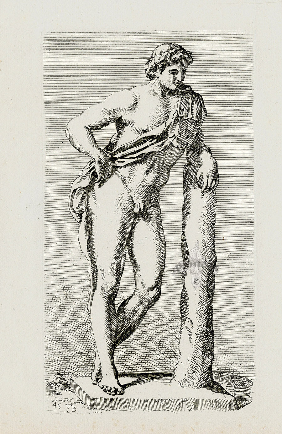 Perrier Antique Etching 1638 Faunus meditating