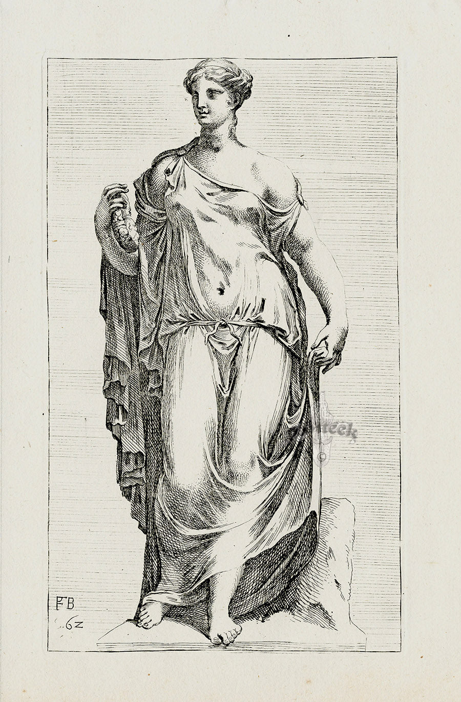 Perrier Antique Etching 1638 Flora