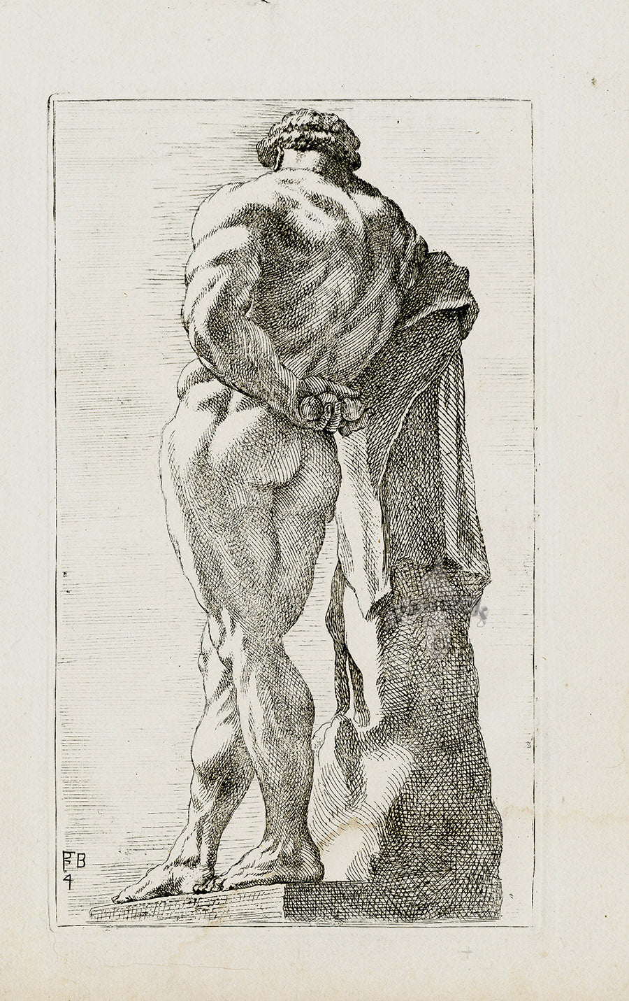 Perrier Antique Etching 1638 Hercules Vatican Gardens