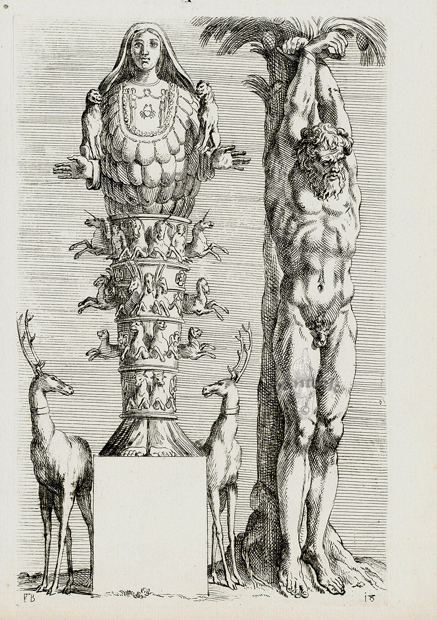 Perrier Antique Etching 1638 Marsius