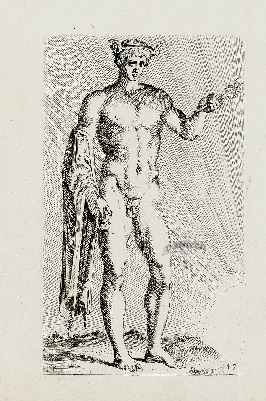 Perrier Antique Etching 1638 Mercury