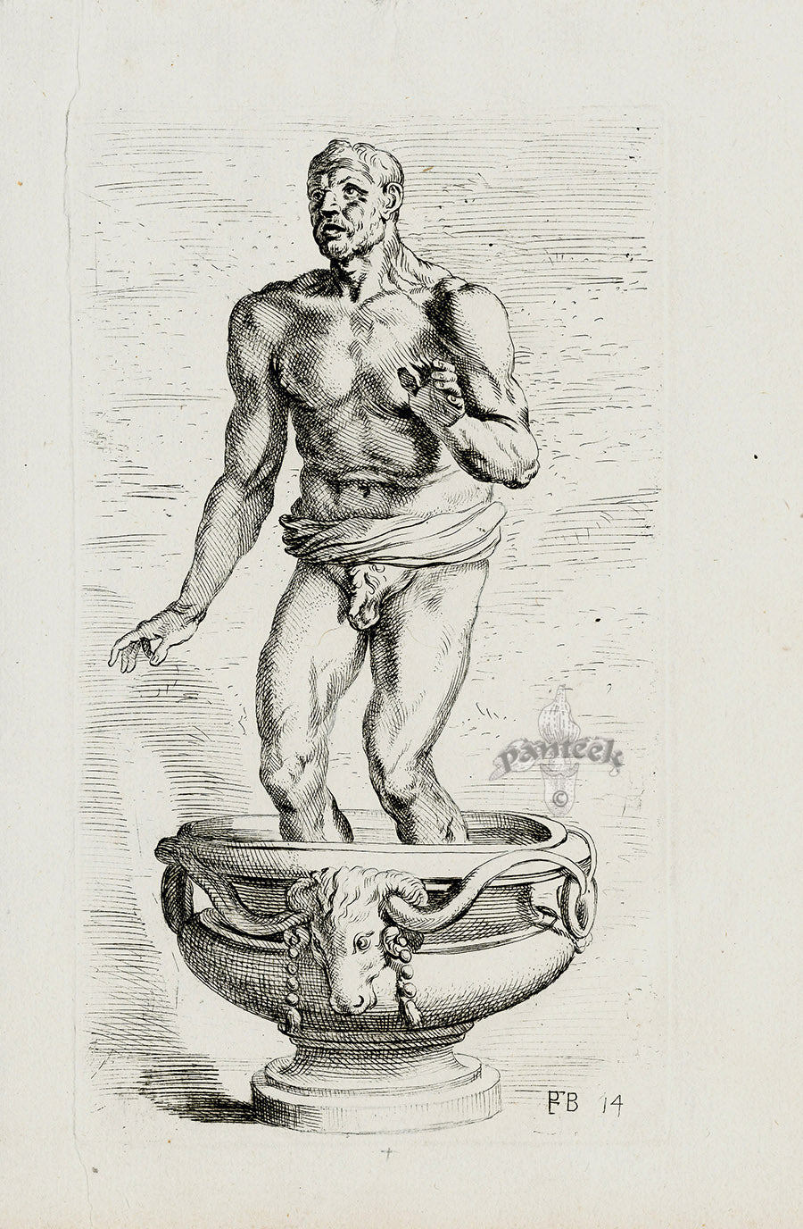 Perrier Antique Etching 1638 Seneca Dying