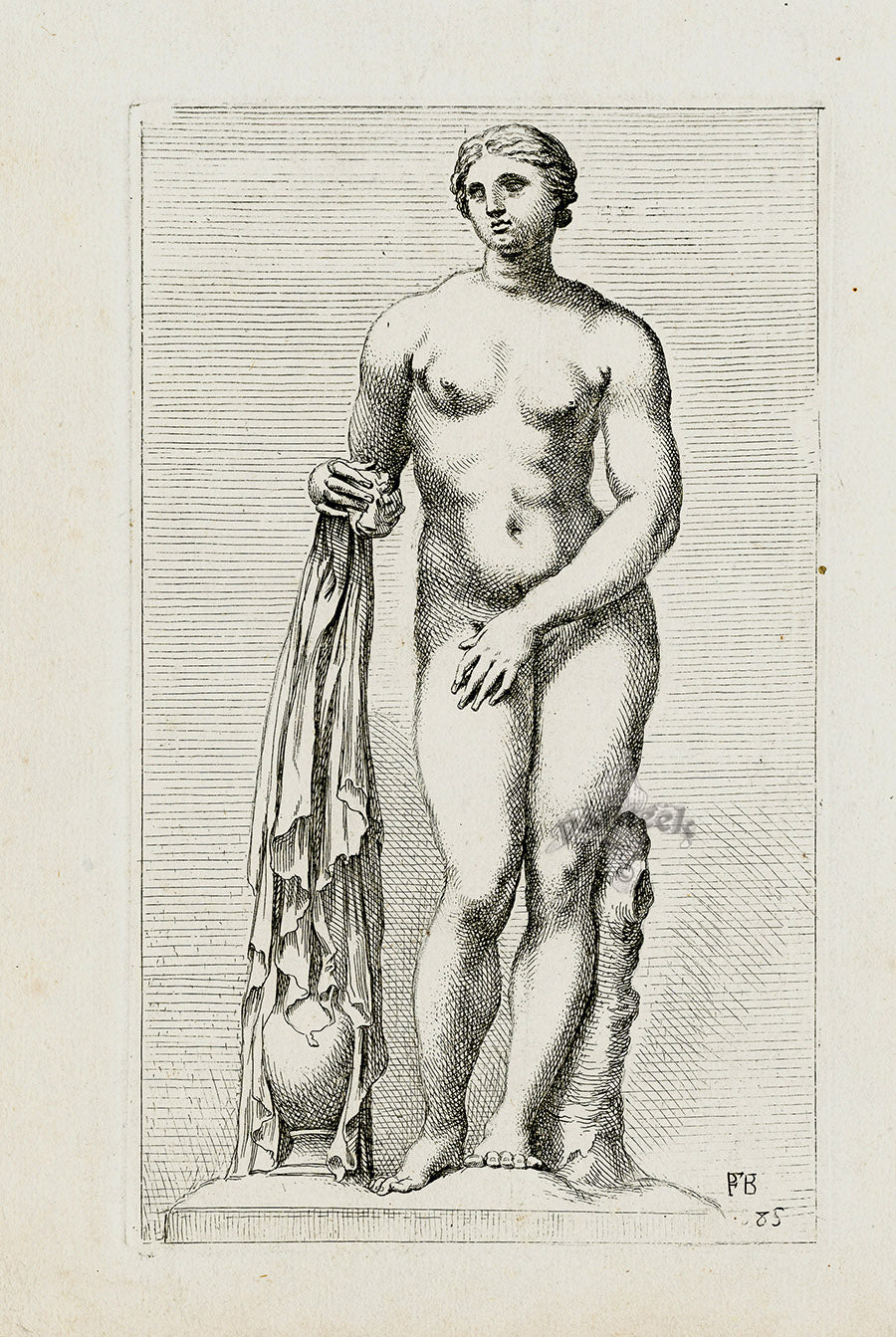 Perrier Antique Etching 1638 Venus from bath