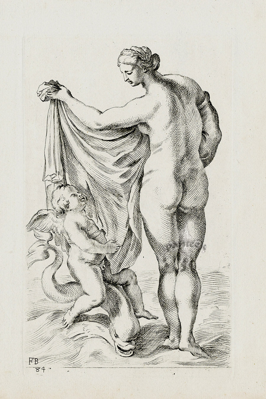 Perrier Antique Etching 1638 Venus from the sea