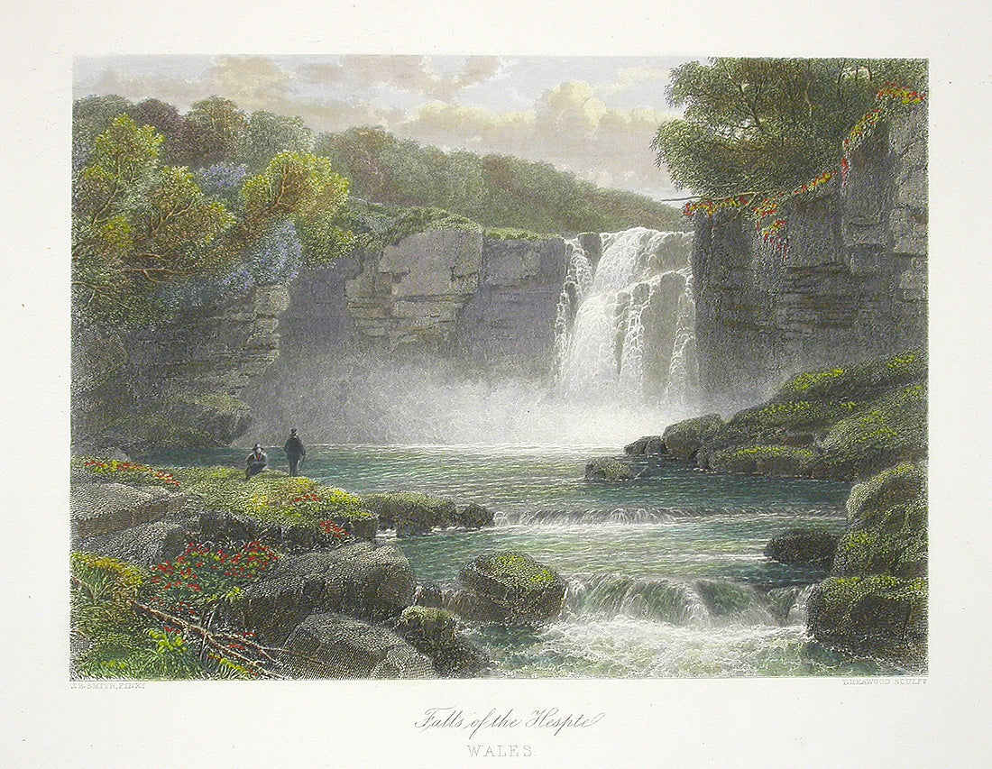 Picturesque American & Europe Falls of the Hespte, Wales