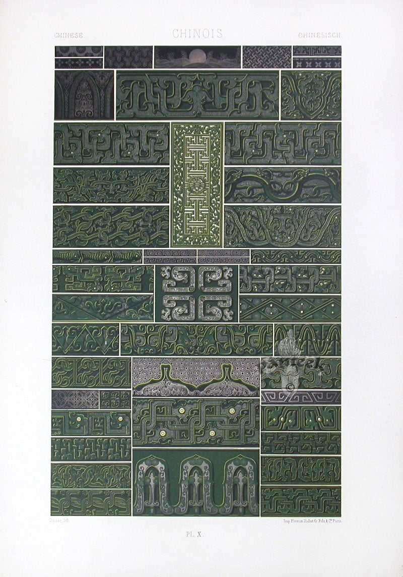 Racinet Decorative Art Nouveau Print 1889 Chinese Borders