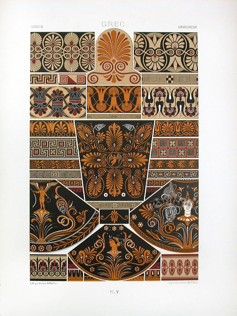 Racinet Decorative Art Nouveau Print 1889 Greek Interlaced