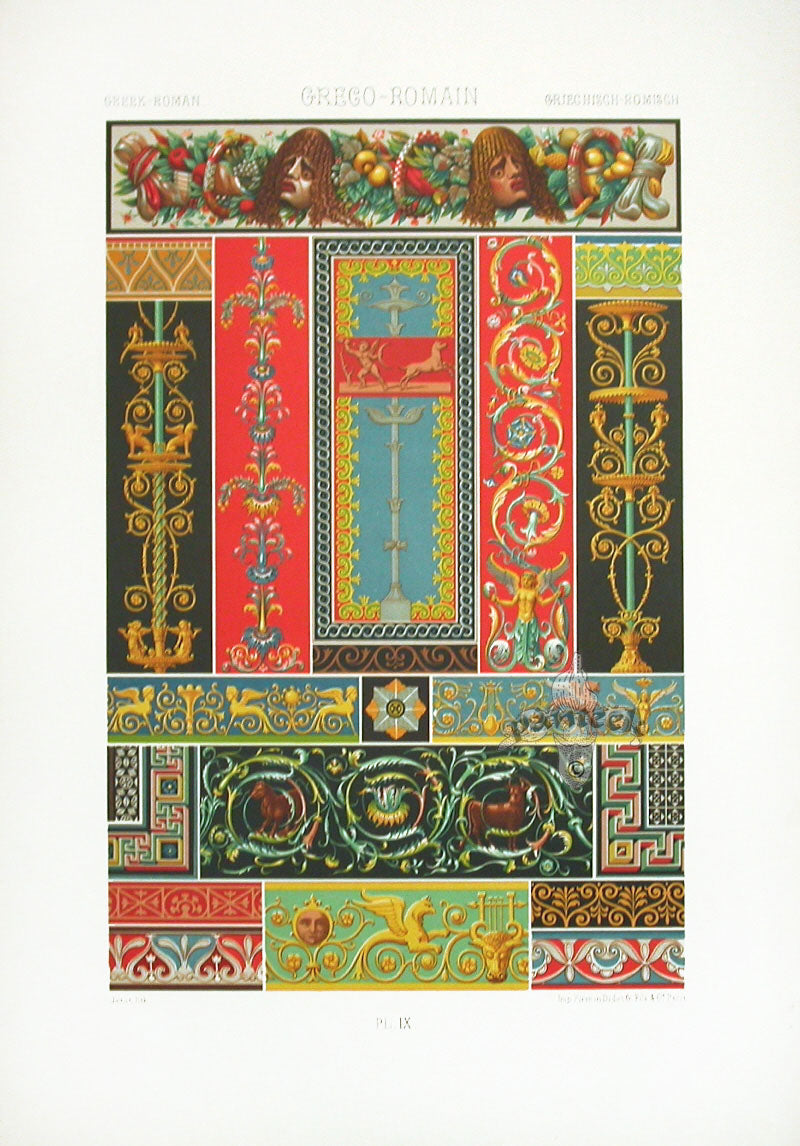 Racinet Decorative Art Nouveau Print 1889 Greek Roman