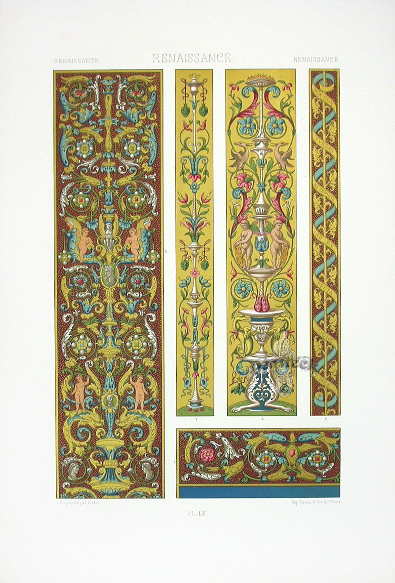 Racinet Decorative Art Nouveau Print 1889 Renaissance Birds