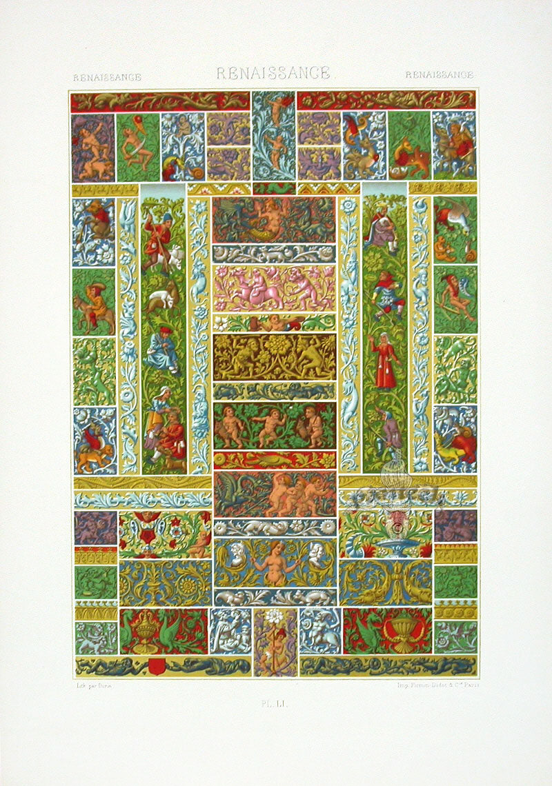 Racinet Decorative Art Nouveau Print 1889 Renaissance Characters