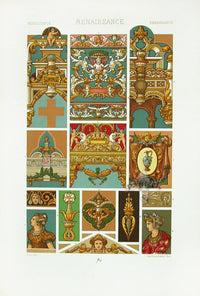 Racinet Decorative Art Nouveau Print 1889 Renaissance Cherubs - Panteek Antique Prints