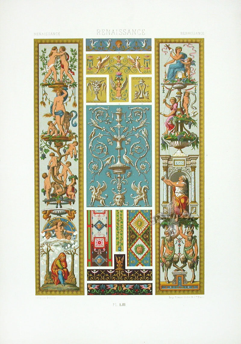 Racinet Decorative Art Nouveau Print 1889 Renaissance Griffon