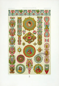 Racinet Decorative Art Nouveau Print 1889 Renaissance Medallions - Panteek Antique Prints