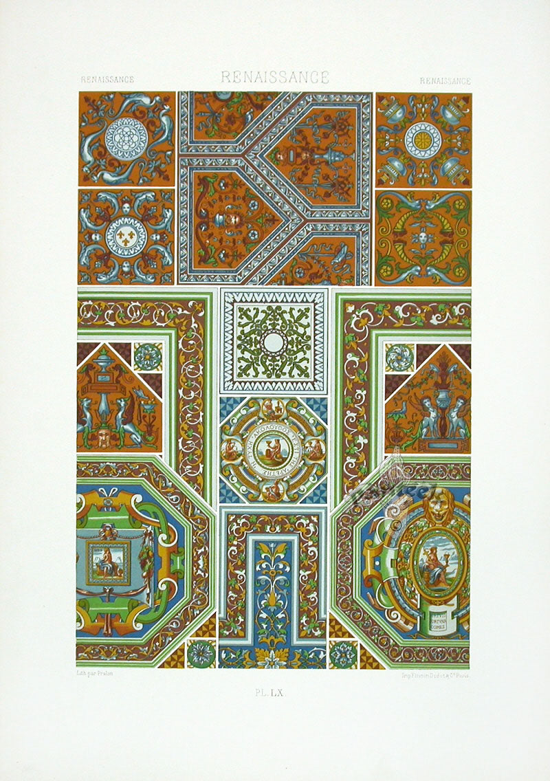Racinet Decorative Art Nouveau Print 1889 Renaissance Roundels