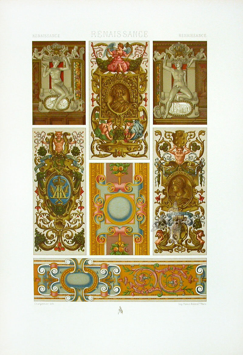 Racinet Decorative Art Nouveau Print 1889 Renaissance Royal