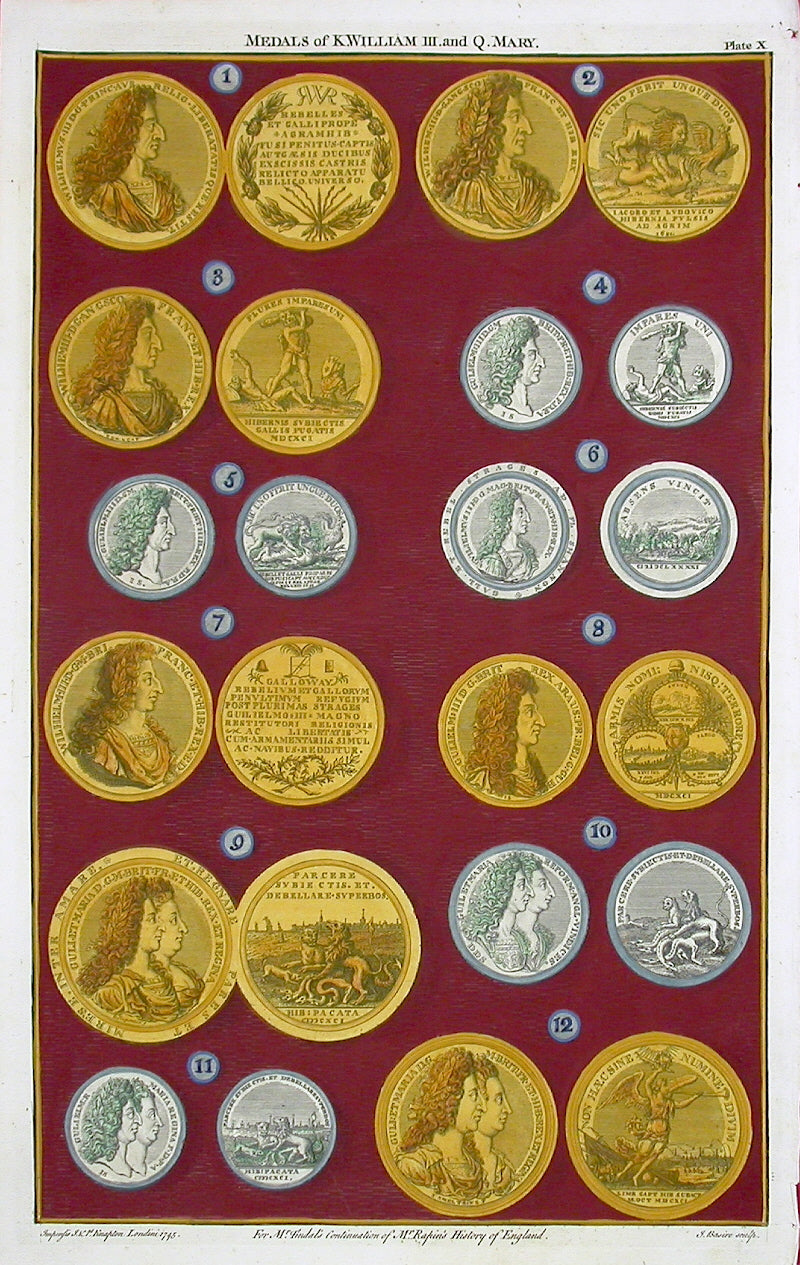 Rapin de Thoyras Engraving Coins King William, Queen Mary RA10A