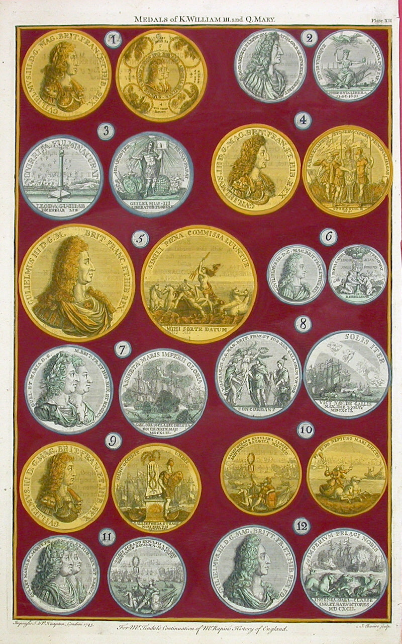 Rapin de Thoyras Engraving Coins King William, Queen Mary RA12