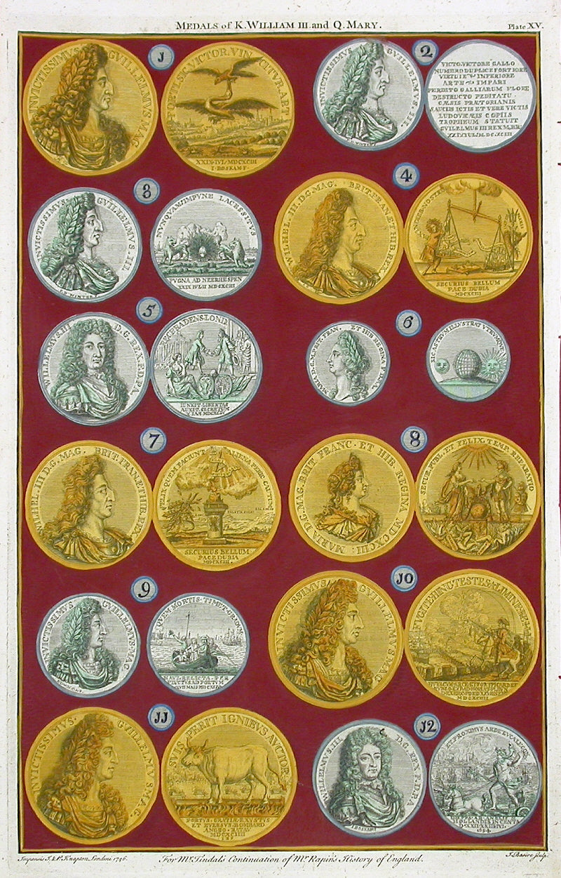Rapin de Thoyras Engraving Coins King William, Queen Mary RA15