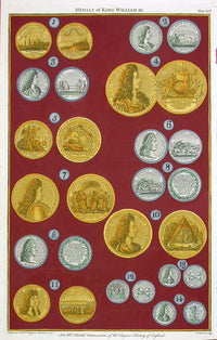 Rapin de Thoyras Engraving Coins King William, Queen Mary RA19 - Panteek Antique Prints