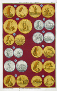 Rapin de Thoyras Engraving Coins King William, Queen Mary RA1C - Panteek Antique Prints