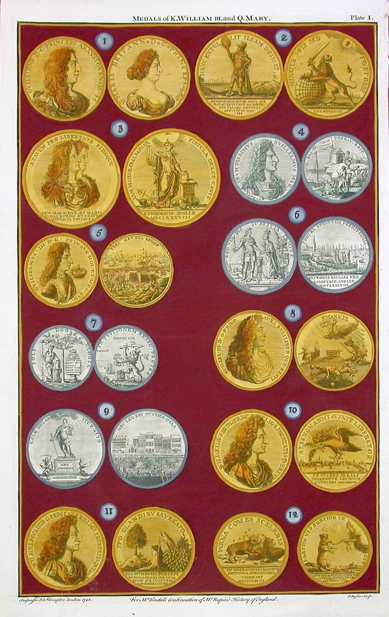Rapin de Thoyras Engraving Coins King William, Queen Mary RA1C