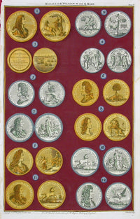 Rapin de Thoyras Engraving Coins King William, Queen Mary RA5 - Panteek Antique Prints