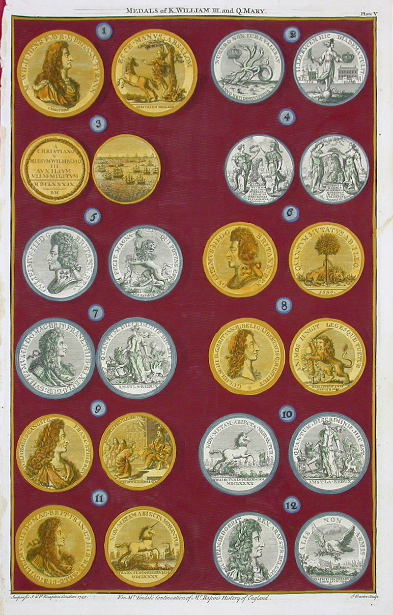 Rapin de Thoyras Engraving Coins King William, Queen Mary RA5
