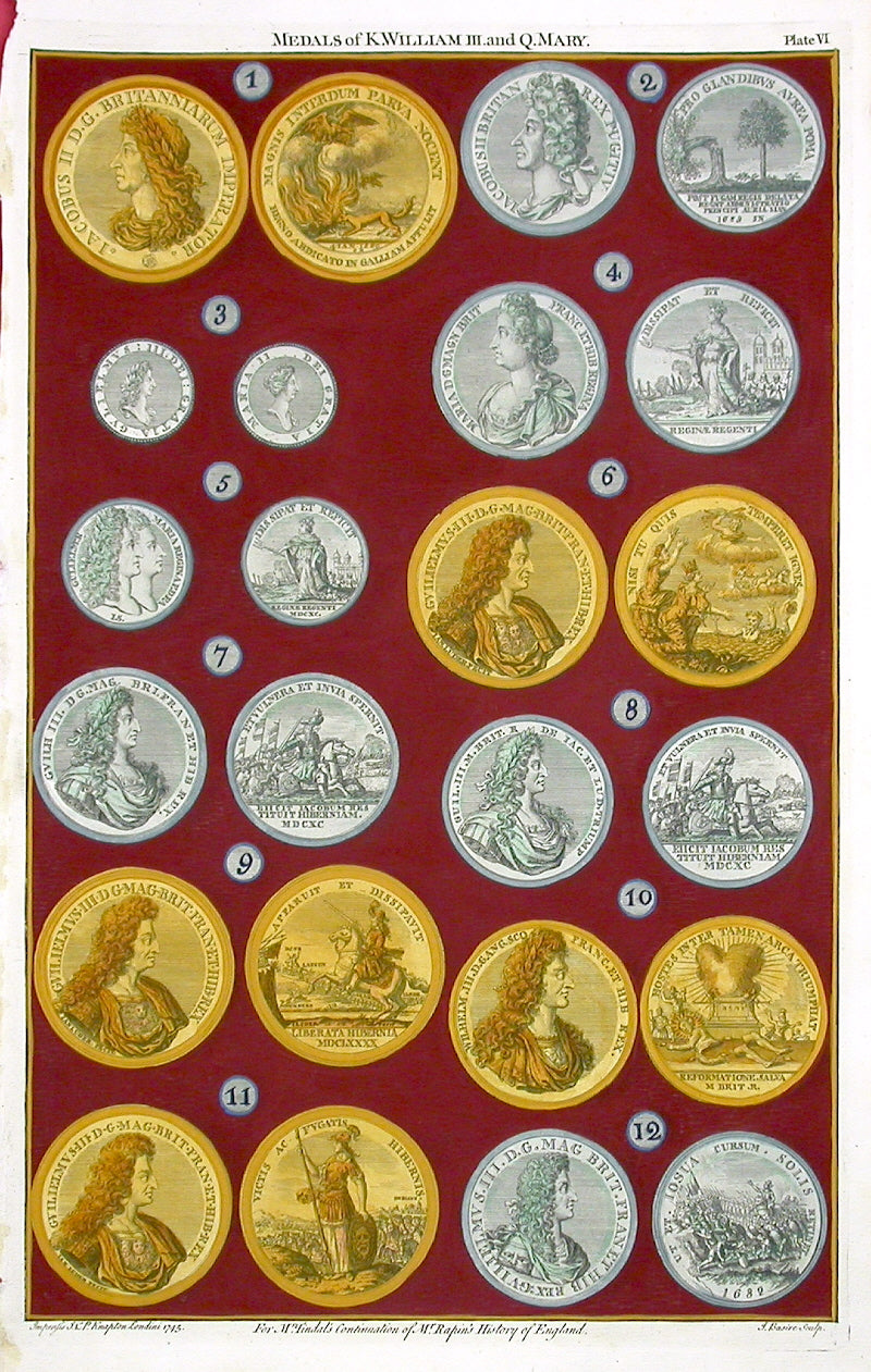 Rapin de Thoyras Engraving Coins King William, Queen Mary RA6