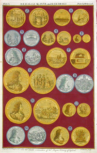 Rapin de Thoyras Engraving Coins Queen Anne & King George RA10 - Panteek Antique Prints