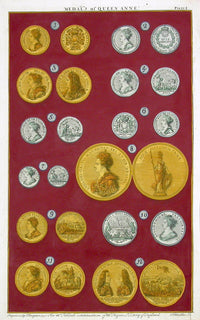 Rapin de Thoyras Engraving Coins Queen Anne RA1B - Panteek Antique Prints