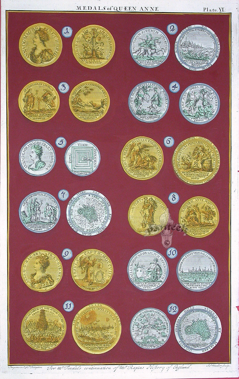 Rapin de Thoyras Engraving Coins Queen Anne RA6B