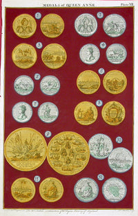 Rapin de Thoyras Engraving Coins Queen Anne RA7A - Panteek Antique Prints