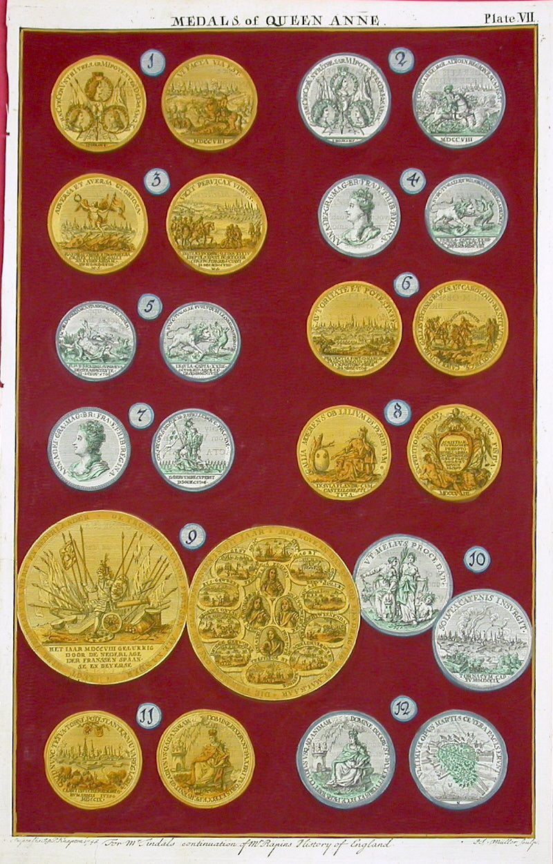 Rapin de Thoyras Engraving Coins Queen Anne RA7A