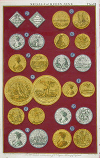 Rapin de Thoyras Engraving Coins Queen Anne RA8A - Panteek Antique Prints