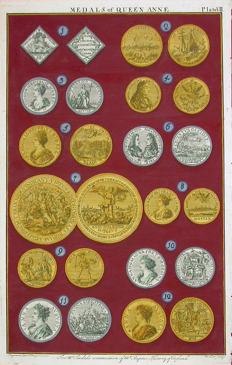 Rapin de Thoyras Engraving Coins Queen Anne RA8A