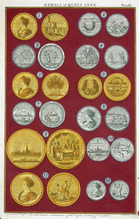 Rapin de Thoyras Engraving Coins Queen Anne RA9 - Panteek Antique Prints