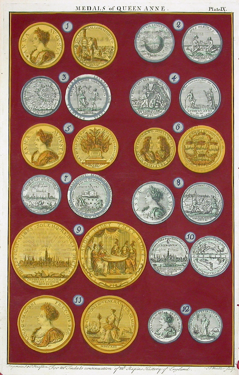 Rapin de Thoyras Engraving Coins Queen Anne RA9