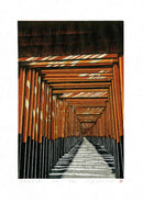 Ray Morimura The Light Shines on Fushimi Torii Original Woodblock Print - Panteek Antique Prints