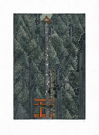 Rei (Ray) Morimura Stone Steps in the Woods Woodblock Print - Panteek Antique Prints