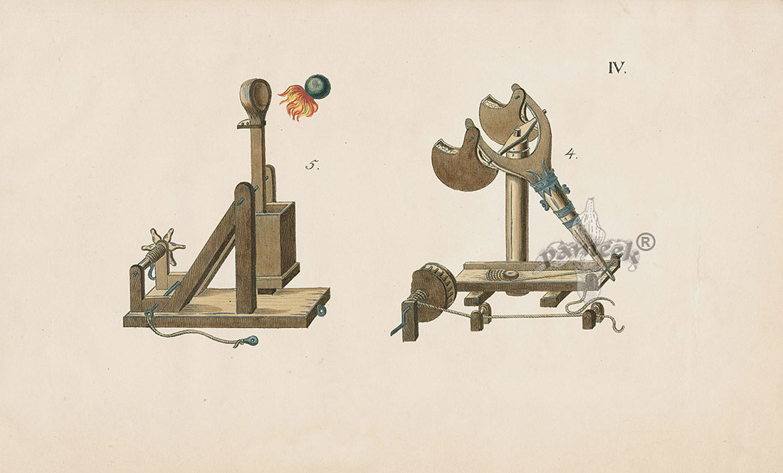 Reibisch Der Rittersaal Antique Prints, Chivalry & Armour Catapult
