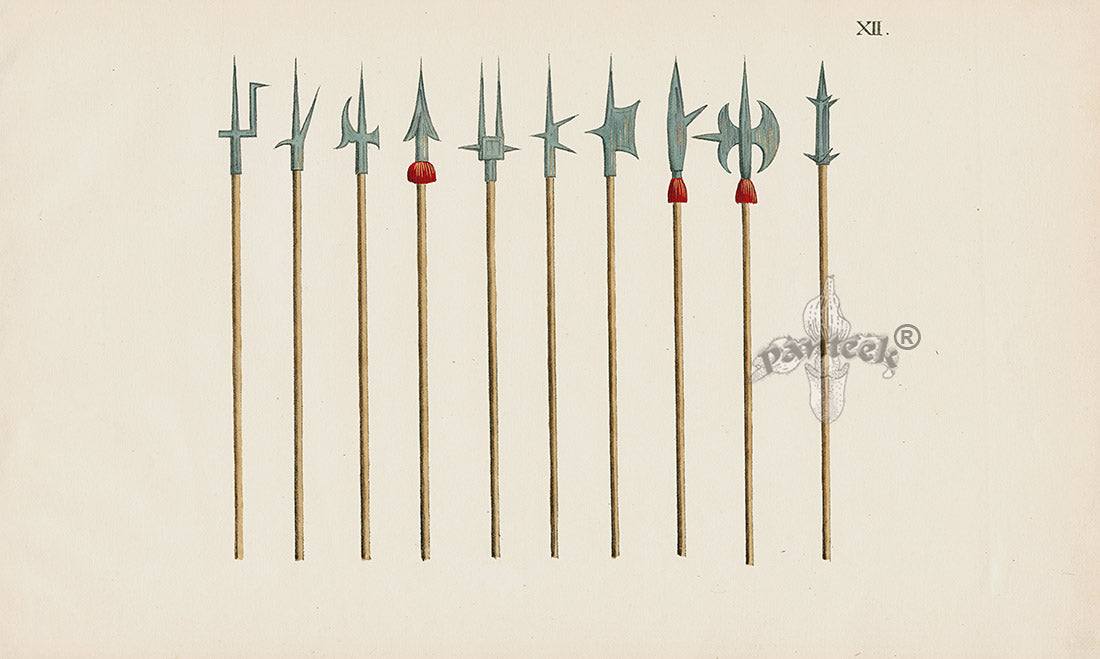 Reibisch Der Rittersaal Antique Prints, Chivalry & Armour Lances XII