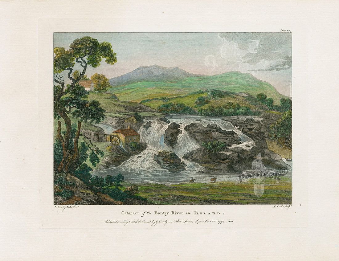 Sandby Stately Homes Hand Colored Engraving Bantry River, Ireland