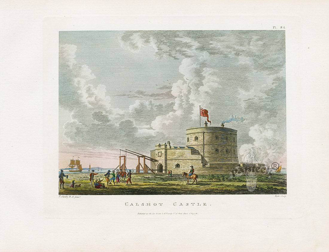 Sandby Stately Homes Hand Colored Engraving Calshot Castle