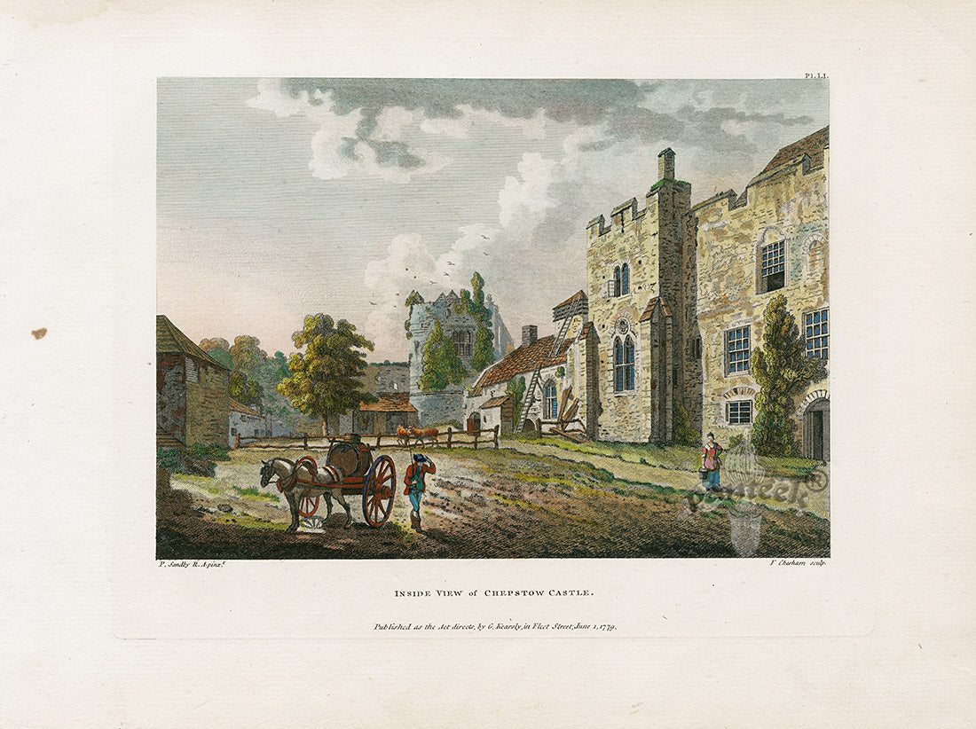 Sandby Stately Homes Hand Colored Engraving Chepstow Castle