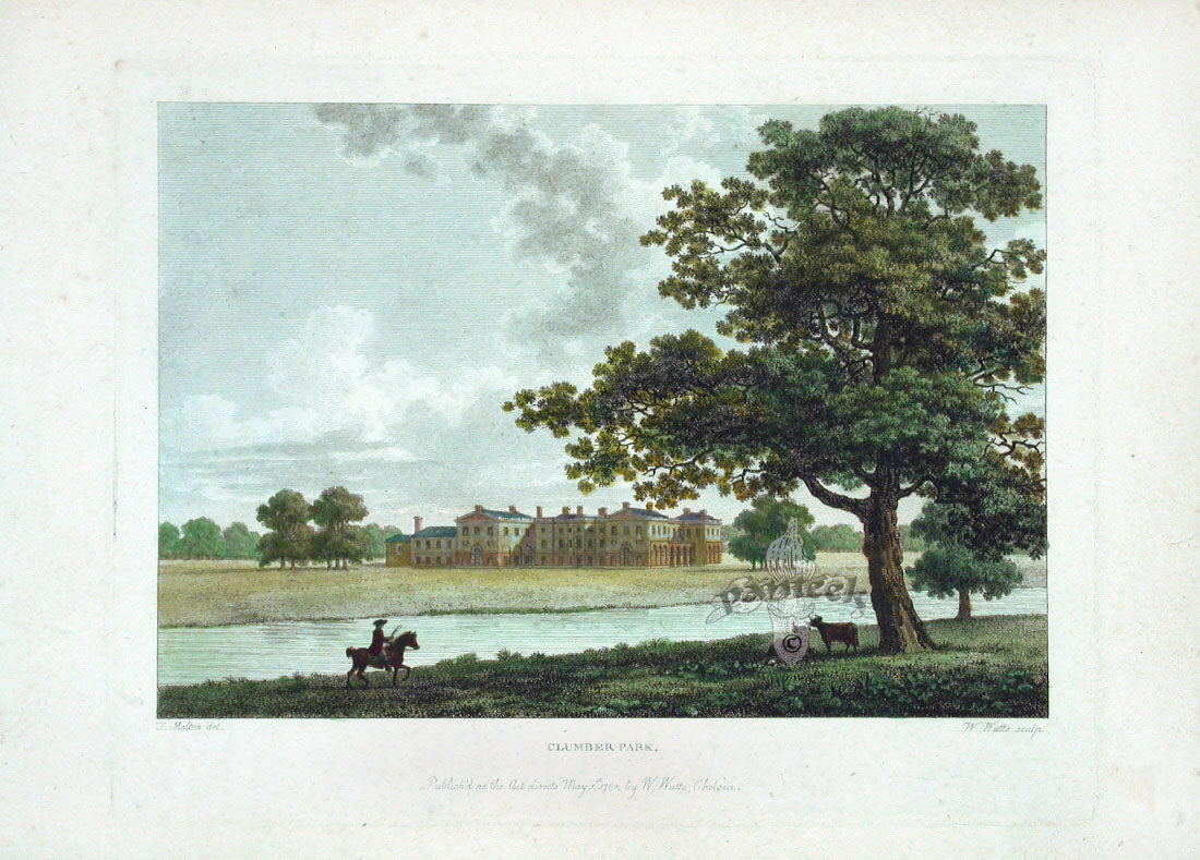 Sandby Stately Homes Hand Colored Engraving Clumber Park