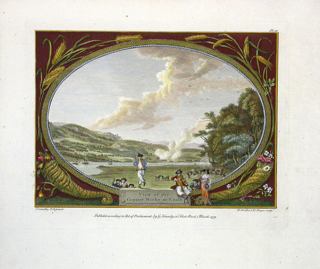 Sandby Stately Homes Hand Colored Engraving Copper Works, Neath