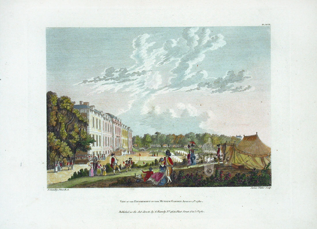 Sandby Stately Homes Hand Colored Engraving Encampment, Museum Garden